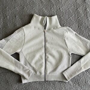 Women's White Textured Athletic Jacket - Part of a set